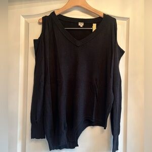 UNIQ Asymmetrical Sweater with Cut Out Shoulders